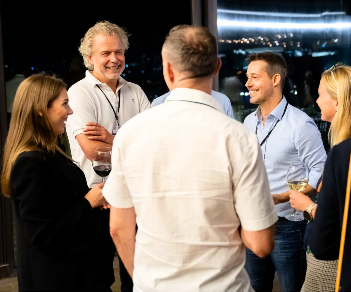 Corporate leaders meeting founders