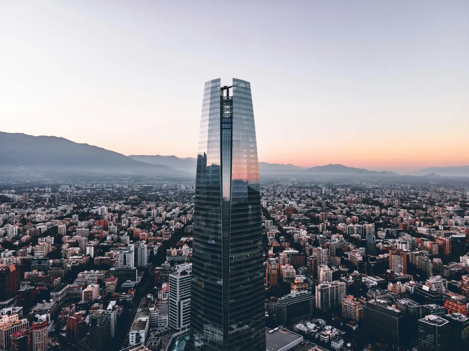 Santiago skyline with the Costanera Center and the Andes