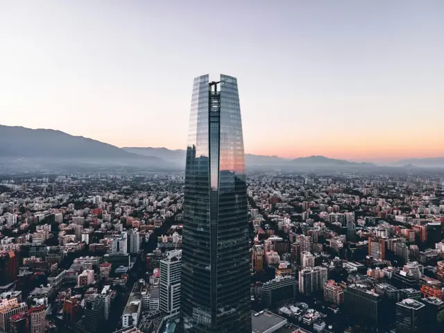 Santiago skyline with the Costanera Center and the Andes