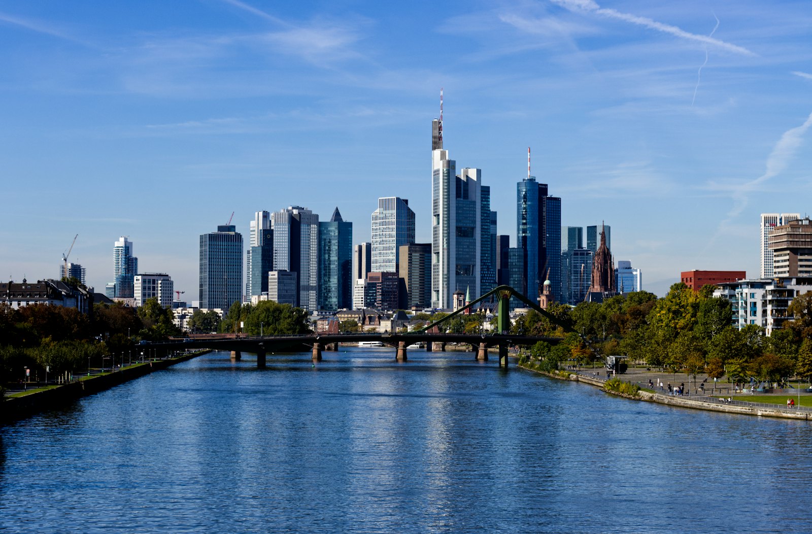 Frankfurt skyline with the banking towers along the Main river