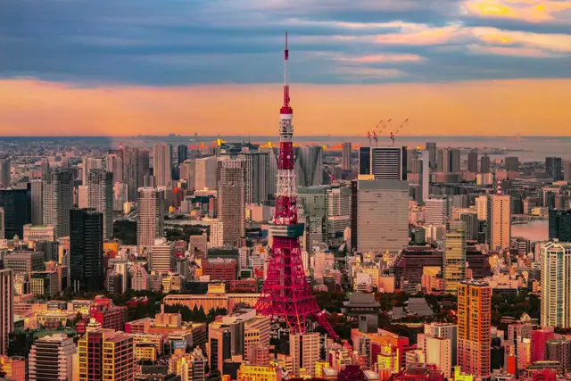 Tokyo Tower and the city at sunset