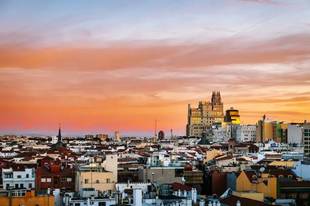 Madrid rooftops at sunset